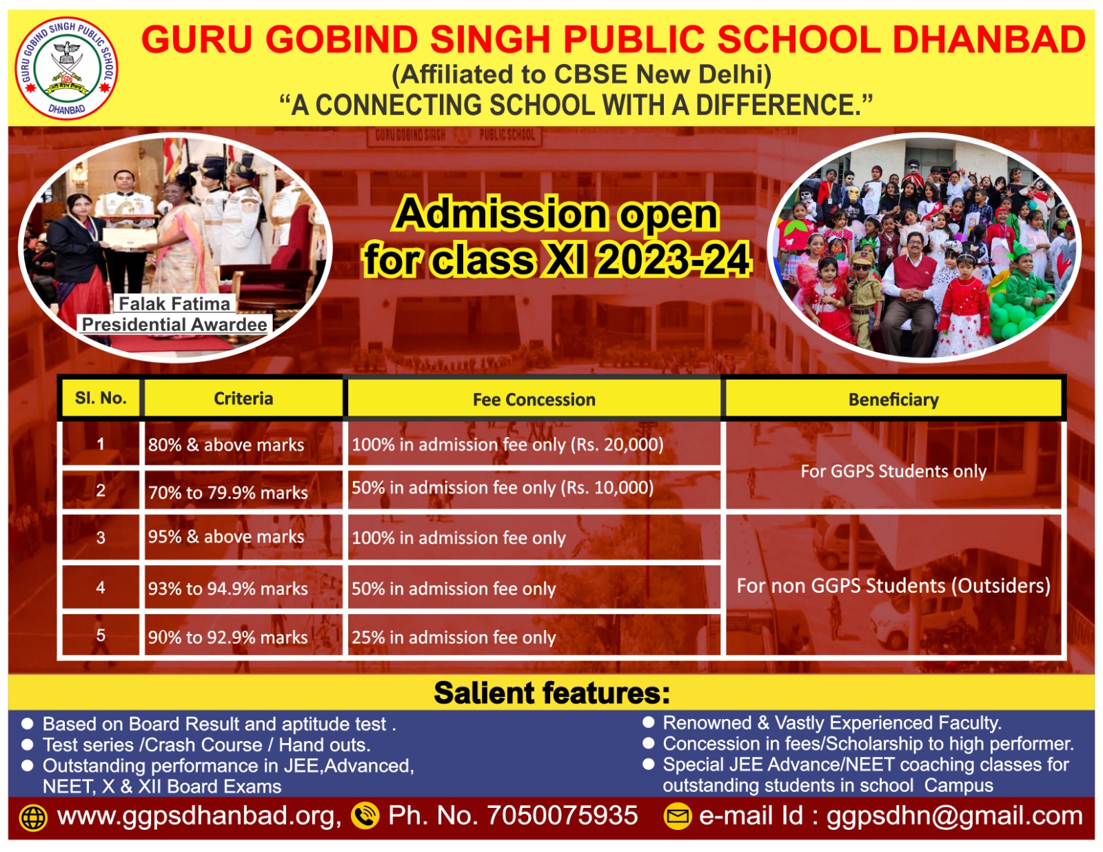 Admission offer for Talented Students